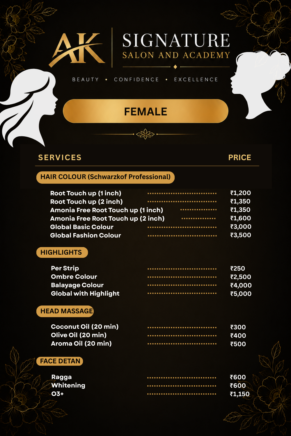 female price in salon